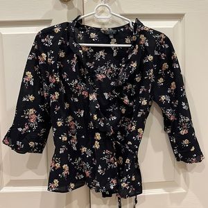 Top shop floral wrap shirt